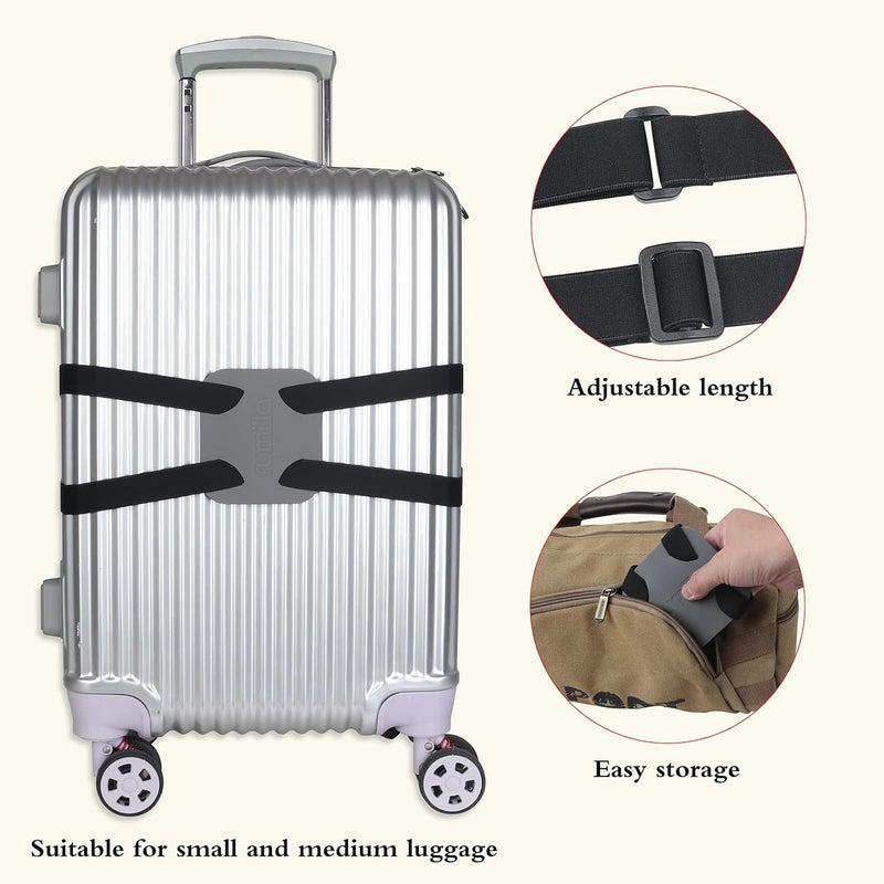 RUMILLA Luggage Straps for suitcases，Luggage Straps Bag Bungees for Add a Bag Easy to Travel （Grey） - Image 3